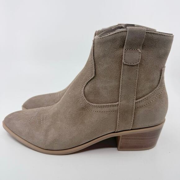 Dolce Vita Amisha Suede Heeled Booties Western Boots Tan/Taupe Womens Size US7.5 - Picture 4 of 13